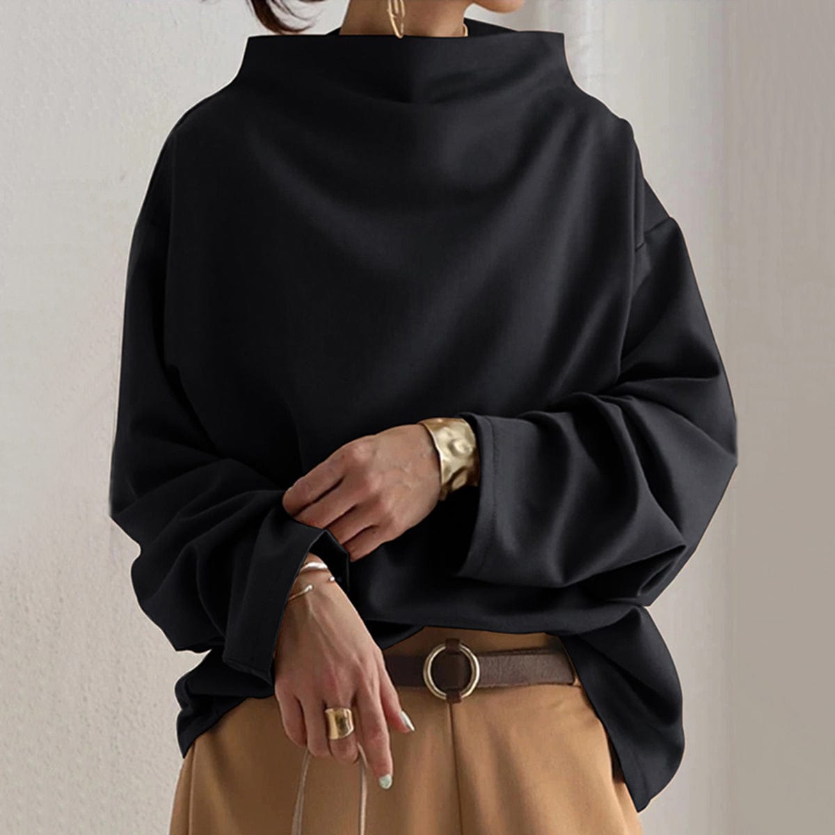 Bożena™ | Sweter z Wysokim Kołnierzem
